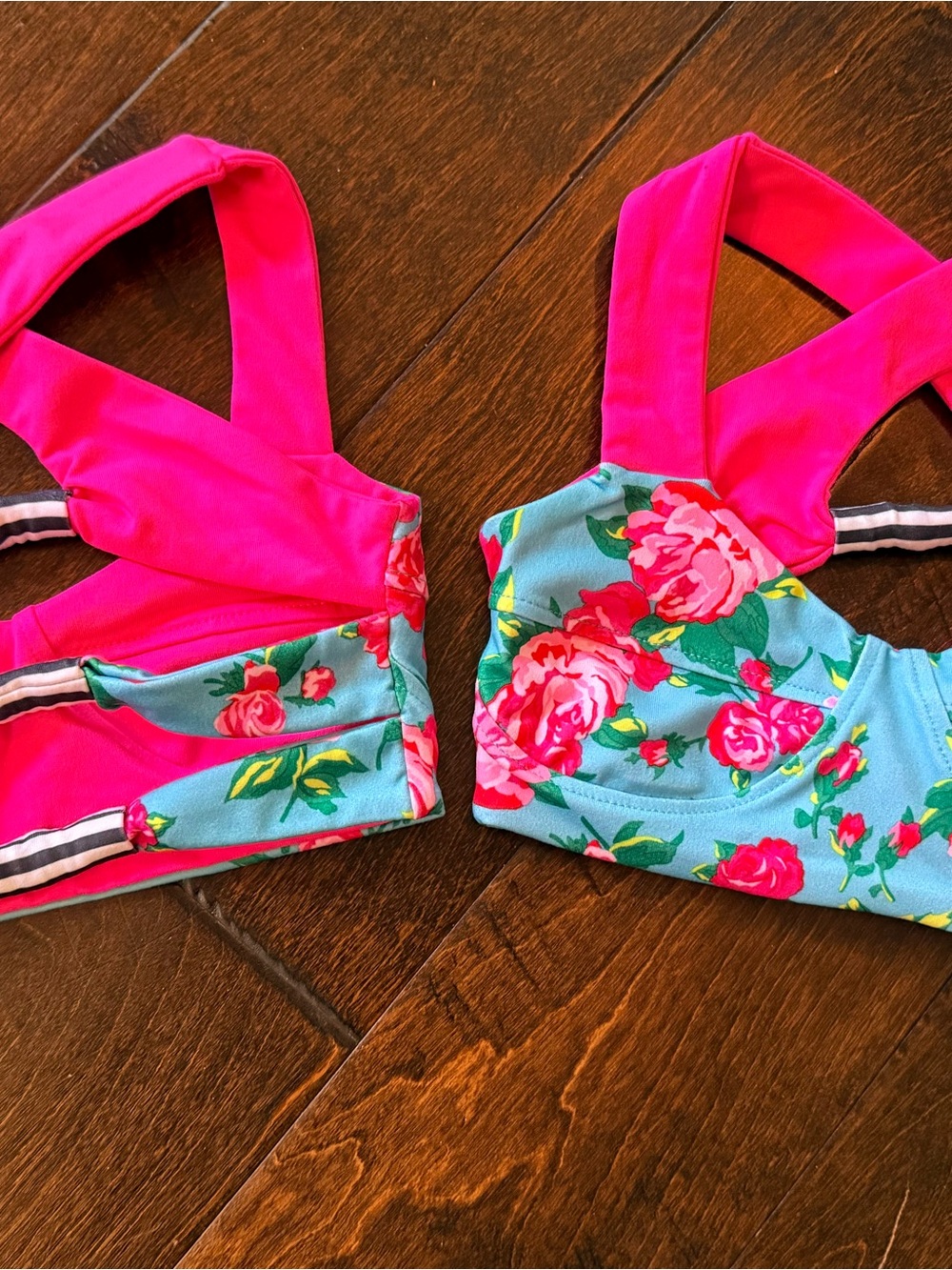 Capezio Pink and Aqua Floral Reversible Bra Top